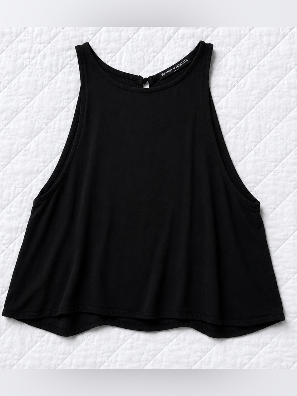 Brandy Melville Cropped Black Open Back Flowy Tank Top​